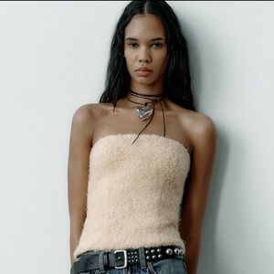 Zara Cream Structured Strapless Top - Size XXL- NWT